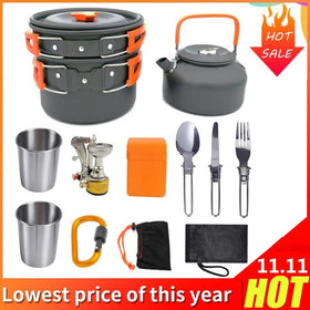 Outdoor Camping Cookware Set Aluminum Cooking Set Water Kettle Pan Pot