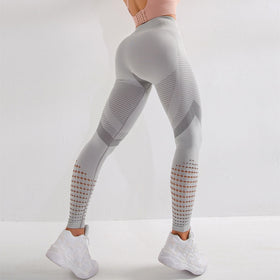 Svokor Women Sexy Seamless Leggings Hollow Printed Workout Pant