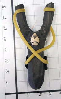 BLACK BEAR WOODEN HAND CARVED SLINGSHOT SLING SHOT HIGH POWER RUBBER BAND