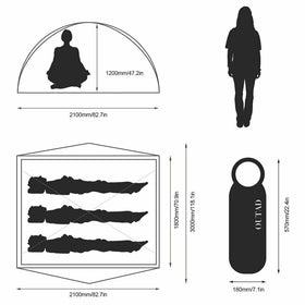 Outad  Outdoor Waterproof Silicone Ultra-light Double Layer Camping Tent