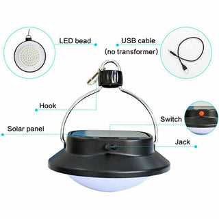 Portable USB Hanging Solar Panel Outdoor Camping Fishing Lamp Tent Light Hook