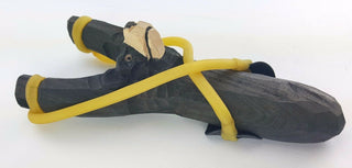 BLACK BEAR WOODEN HAND CARVED SLINGSHOT SLING SHOT HIGH POWER RUBBER BAND