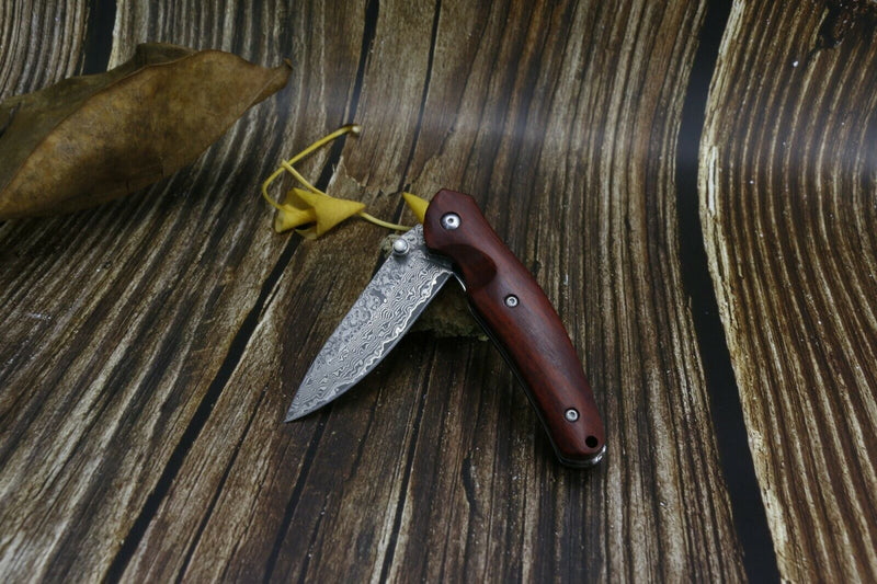 Kubey Wood  Folding Pocket Knife| Camping