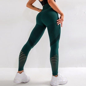 Svokor Women Sexy Seamless Leggings Hollow Printed Workout Pant