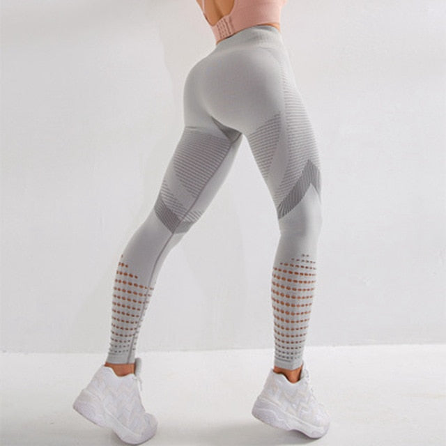 Svokor Women Sexy Seamless Leggings Hollow Printed Workout Pant